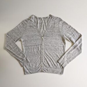 Muji Light Heather Gray 100% Linen Cardigan Sweater - Small